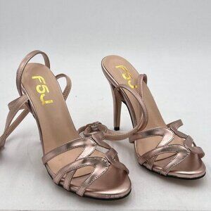 Women Gold Peep Toe Stiletto High Heels Ankle Strap Sandals Flower Cutout Summer